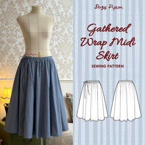 Gathered Midi Wrap Skirt | Adjustable Tie | Digital PDF Sewing Pattern | Instant Download | Sizes: XXS-XL | Sewing Level-Confident Beginner
