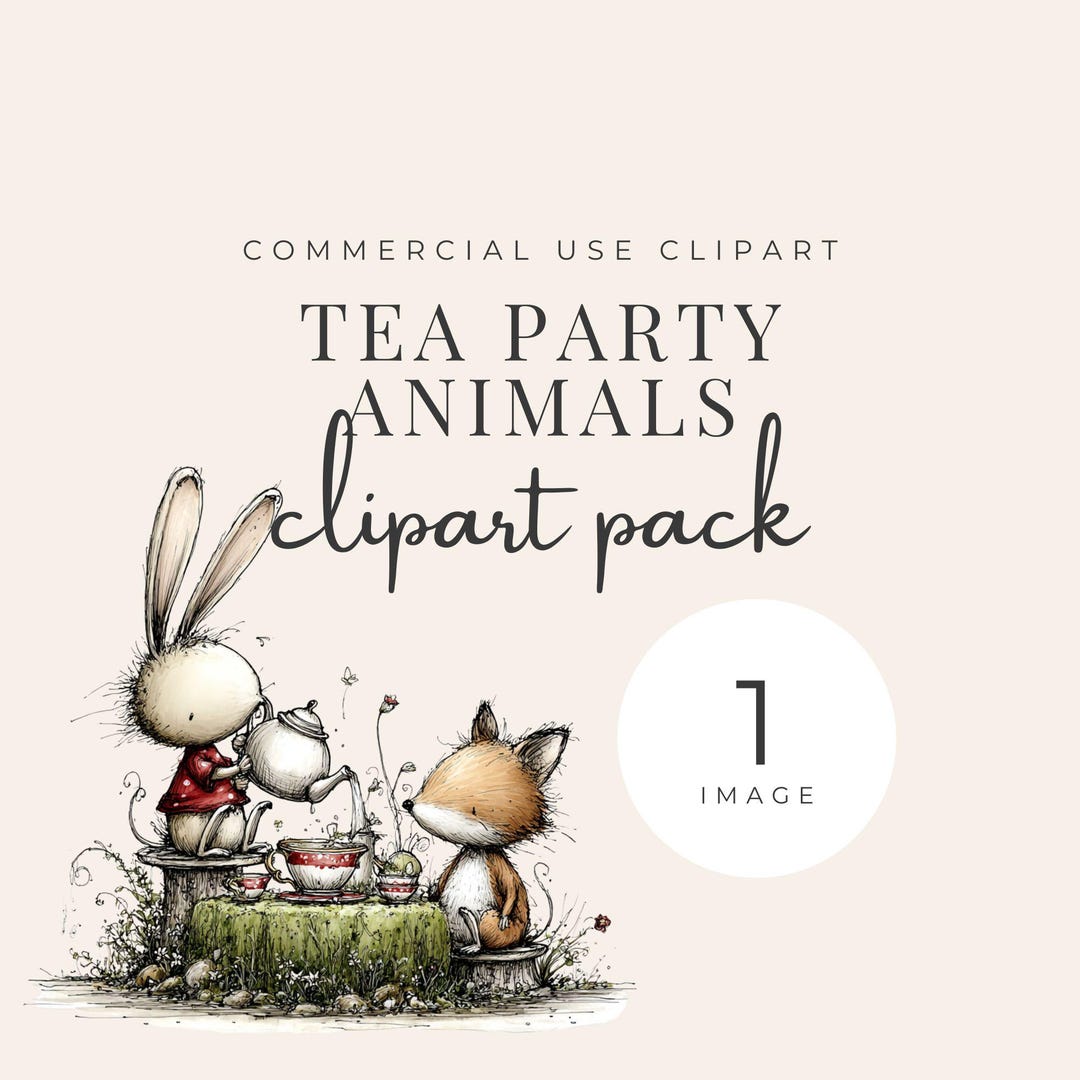 Whimsical Animal Tea Party Clipart, Cute Storybook Illustration, Single ...