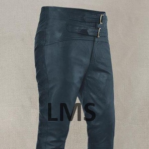 Nouveau pantalon en cuir véritable pour homme - Pantalon slim style motard - Pantalon pour soirées - Pantalon steampunk pour tenue décontractée, fête ou moto