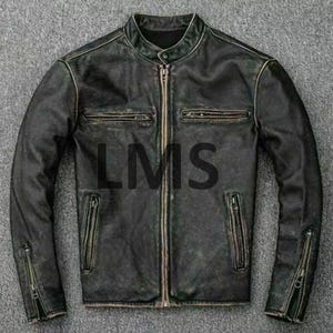 New Men&#39;s Black Genuine Lambskin Leather Biker Motorcycle Jacket, Men&#39;s Black Leather Quilted Slim Fit Biker Jacket