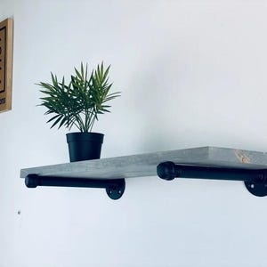 Industrial Pipe Shelf 8&quot; Depth | Rustic Wood Pipe Shelves | Pipe Shelving | Floating Shelf | Home Decor, Storage and Organization | 8&quot; Depth