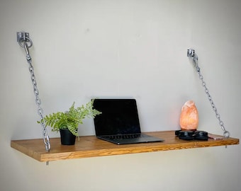 Escritorio industrial de pie / Escritorio colgante con cadena / Escritorio con estante / Escritorio flotante / Escritorio industrial de pie / Escritorio colgante con cadena