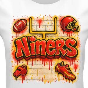 Transfer DTF dla drużyny futbolowej 49ers: Farba w sprayu Ombre PNG (pobieranie cyfrowe)