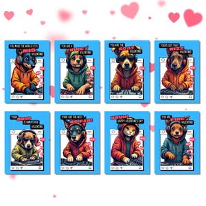 DJ Dawgs Valentinstagskarten - druckbare coole & süße Welpen für Tweens und Teens! Slang Kinderkarten, Lustige Jungen Valentinstag, Kollegen, Digital