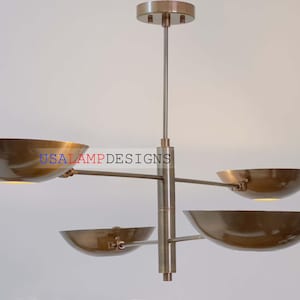 4 Light Mid - Century Modern Raw Brass | Sputnik Chandelier Light Fixture