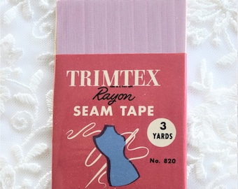 Vintage Trimtex Rayon Seam Binding Tape Trim Orchid Pink Sewing 3 yards Unused NIP NOS New Old Stock Mannequin Dress Form Cover Notion Lilac