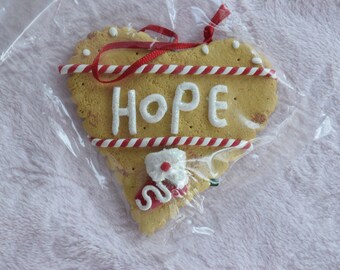 Vintage KURT ADLER GINGERBREAD Ornament Heart Shaped Fake Faux Food Cookie Candyland Christmas Tree Decoration Stocking Ribbon Confection