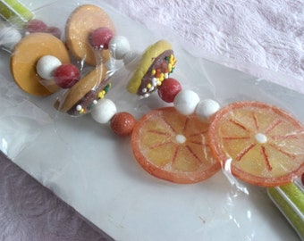 Vintage Sweet Treats COOKIE FRUIT GARLAND Swag Christmas Decoration Ornament Fake Faux Food Orange Cranberry Star Roman Inc Candy Candies