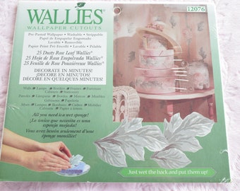 WALLIES WALLPAPER CUTOUTS Dusty Rose Leaf Pre-Pasted Craft Decoupage Paper for Wall Lamp Border Frame Furniture Cabinet Stationery Card Nos