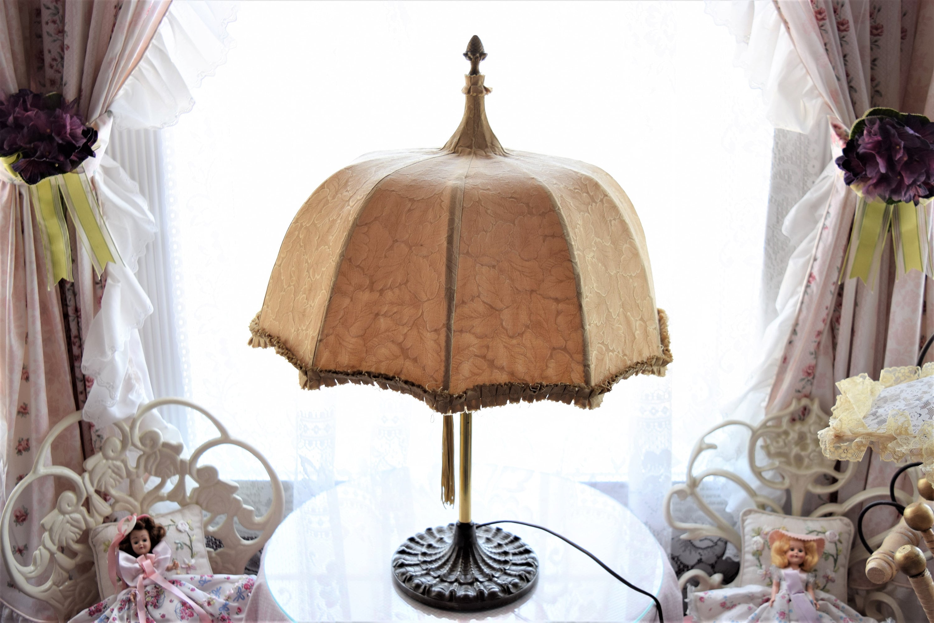 Antique UMBRELLA PARASOL Table LAMP Circa 1900s Accent Light