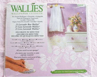 WALLIES WALLPAPER CUTOUTS Lavender Bow Pre-Pasted Craft Decoupage Paper for Wall Lamp Border Frame Furniture Cabinet Card Stationery Nos