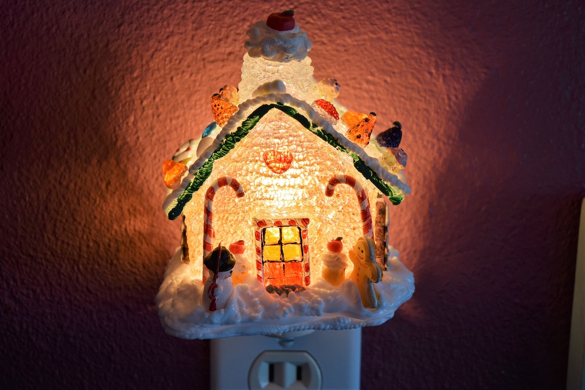 Gingerbread House NIGHT LIGHT LAMP Plug in Candy Cane Gumdrop | Etsy