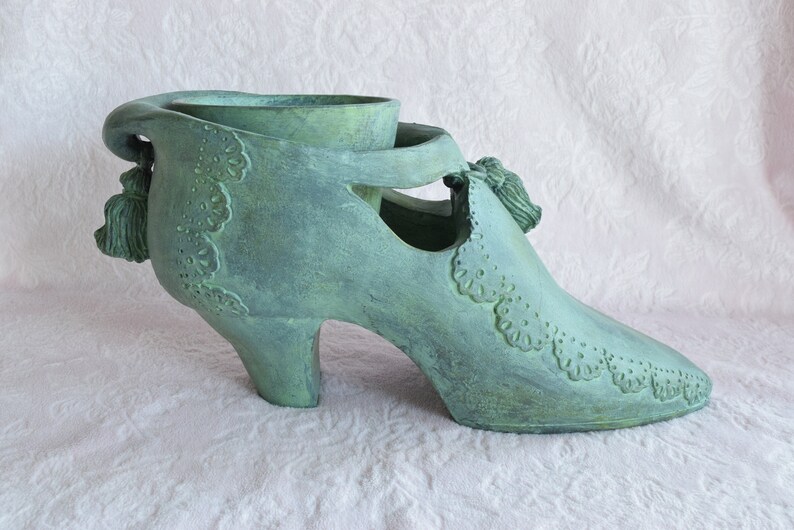 Vintage GARDEN SHOE PLANTER Victorian Pump High Heel Green Etsy