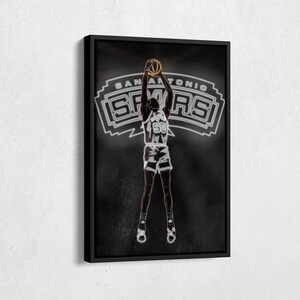 David Robinson Poster Neon Effect San Antonio Spurs Basketball Canvas Wall Art Print Kids Room Framed Poster Home Decor