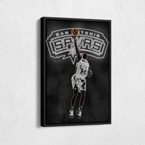 Tim Duncan Poster Neon Effect San Antonio Spurs Basketball Canvas Wall Art Print Kids Room Framed Poster Home Decor