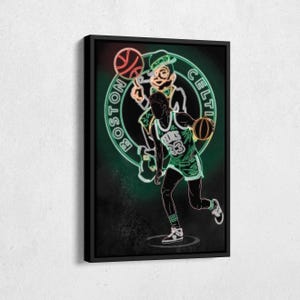 Larry Bird Poster Neon Effect Boston Celtics Basketball Canvas Wall Art Print Kids Room Framed Poster Home Decor
