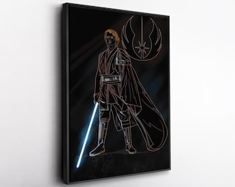 Anakin Skywalker Poster Neon Star Wars Canvas Wall Art Print Kids Room Framed Poster Home Decor