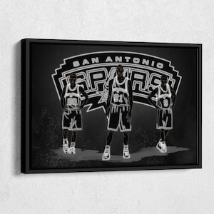 Spurs Trio Neon Effect Poster San Antonio Spurs Basketball Framed Canvas Wall Art Home Decor Man Cave Gift