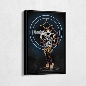 Minkah Fitzpatrick Poster Neon Effect Pittsburgh Steelers Football Canvas Wall Art Print Kids Room Framed Poster Home Decor