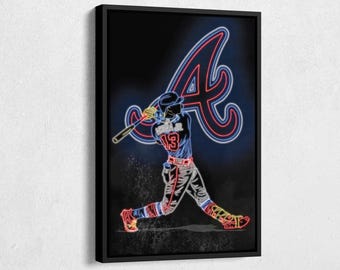 Ronald Acuna Jr. Poster Neon Effect Atlanta Braves Baseball Canvas Wall Art Print Kids Room Framed Poster Home Decor