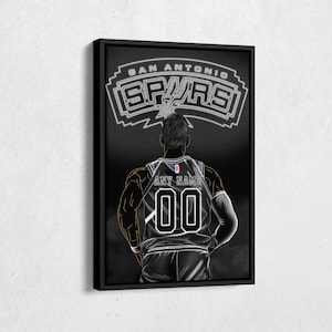 San Antonio Spurs Jersey Basketball Neon Personalized Jersey Custom Name and Number Canvas Wall Art Home Decor Framed Poster Man Cave Gift