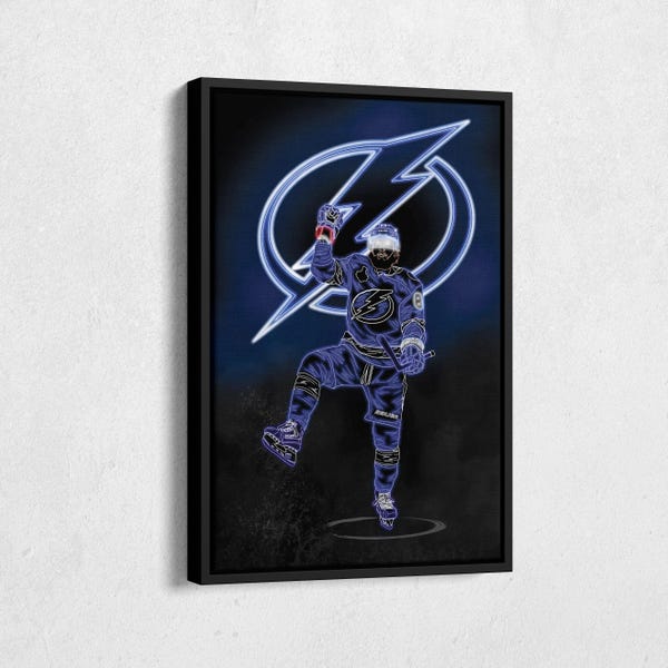 Nikita Kucherov Poster Neon Effect Tampa Bay Lightning Hockey Canvas Wall Art Print Kids Room Framed Poster Home Decor