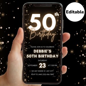 Digital 50th Birthday Invitation, 50th Birthday Invite, Digital Birthday Invitation, Invitation Template, Video Invitation, Birthday Invite