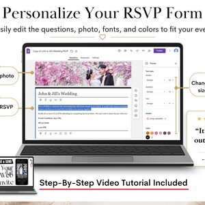 Wedding Invite Digital RSVP Music, Customizable Animated Template, Track Responses - Invitation Mariage Digital Wedding Invitation Countdown image 8