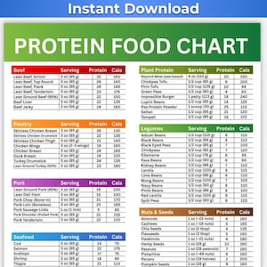 High Protein Food List, Protein Chart, High Protein Food Chart, Protein List, Protein Source List, Protein Diet, Protein Food Chart, PDF