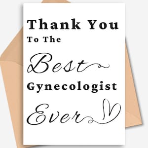 Gynecologist Thank You Card, Thank You Card For Doctor, Thank You Gift, for Gynecologist, Printable Cards, Greeting Card, Thank You Card