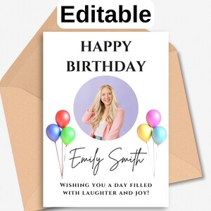 Cartão de aniversário editável com foto, cartão de aniversário para melhor amigo, cartão de aniversário exclusivo, cartão de feliz aniversário, cartão de felicitações
