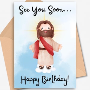 Cartão de aniversário "Até breve, Jesus", Cartão de aniversário engraçado, Cartão de feliz aniversário, Cartão de aniversário exclusivo, Cartão de felicitações