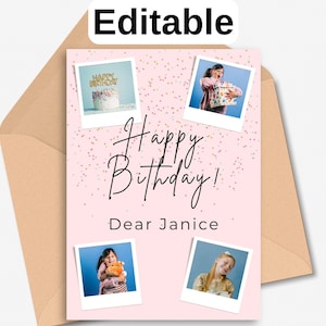 Cartão de aniversário editável com foto, cartão de aniversário para melhor amigo, cartão de aniversário exclusivo, cartão de feliz aniversário, cartão de felicitações