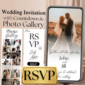 Digital Wedding Invitation, Wedding Countdown, RSVP, and Photo Gallery, Wedding Invitation Template, Wedding Invite, Editable Canva Template