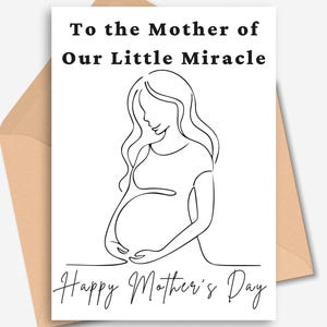 Tarjeta del Día de la Madre para una Esposa Embarazada, Tarjeta para el Primer Día de la Madre, Tarjeta para el Día de la Madre para Esposa, Tarjeta de Felicitación para Mamá, Futura Mamá