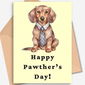 Biglietto per la festa del papà con bassotto, biglietto per la festa del papà con cane, biglietto d'auguri per papà, regalo per papà, regalo per papà