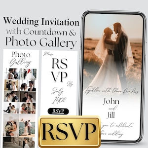 Digital Wedding Invitation, Wedding Countdown, RSVP, and Photo Gallery, Wedding Invitation Template, Wedding Invite, Editable Canva Template