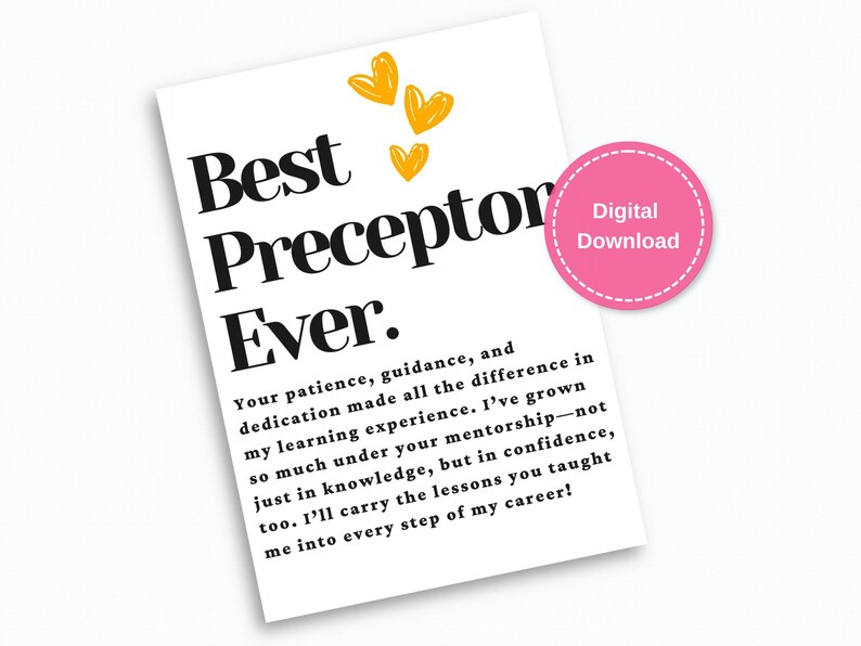 Preceptor Week Preceptor Thank You Card, Nurse Preceptor Gift, Preceptor Gift ...