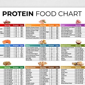 High Protein Food List, Protein Chart, High Protein Food Chart, Protein List, Protein Source List, Protein Diet, Protein Food Chart, PDF