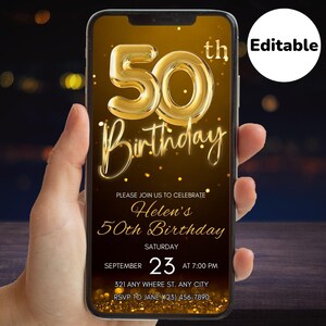 Digital 50th Birthday Invitation, 50th Birthday Invite, Digital Birthday Invitation, Invitation Template, Video Invitation, Birthday Invite
