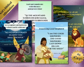 Kids Montessori Flash Cards, Biblical Affirmation Cards, Positive Affirmations, Confidence cards for Children, Christian Cards for kids