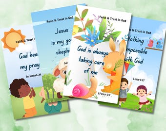 Kids Bible Affirmation Printable Cards, Montessori Flashcards, Kids self love cards, Self Esteem for Kids, Scripture based confidence cards