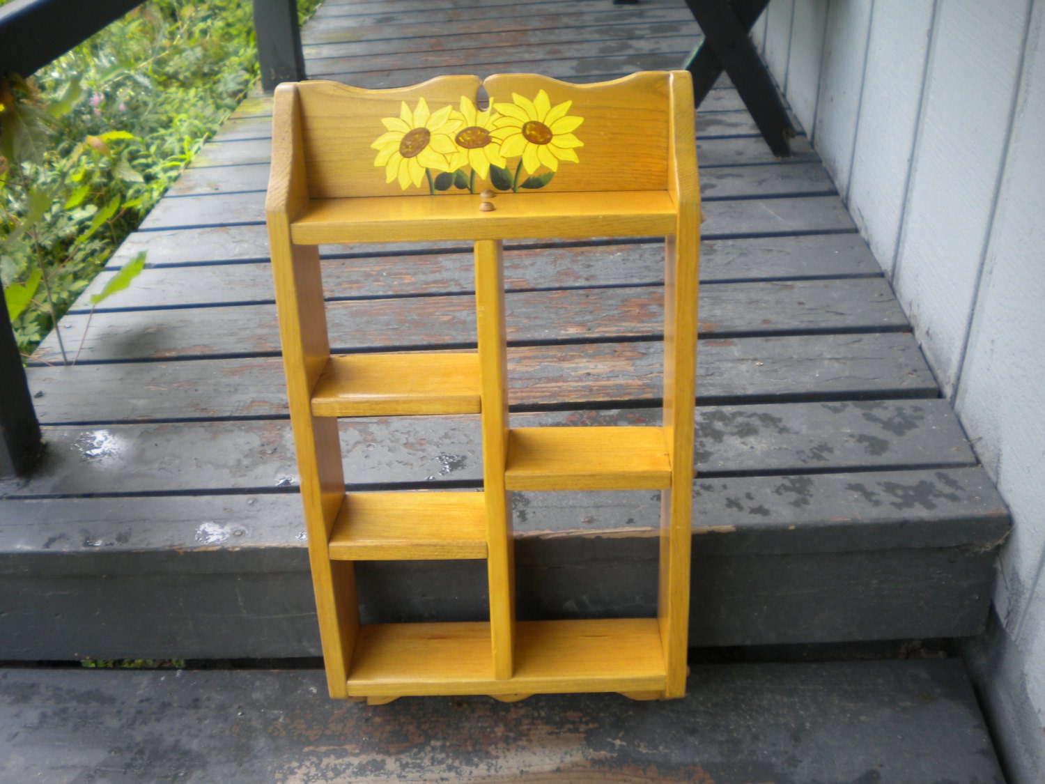 Shelf wooden shelf sunflower painting hand painted Etsy