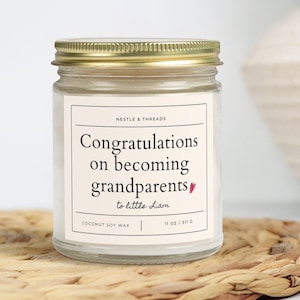 Bougie Félicitations pour l'idée de devenir grands-parents, cadeaux personnalisés pour nouveaux grands-parents, cadeau de faire-part de naissance, bougies mamie personnalisées
