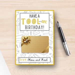 Porta-cartão de presente de aniversário TOOL-rific | Impressão divertida e editável em Canva | Download digital instantâneo | Presente de última hora para pai ou amigo