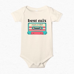 Best Mix Mom and Dad Toddler Tee, Blue Retro Cassette Music, Funny Baby Boy Shirt, Mixtape Gift, Music Lover, Musician Baby Onesie®