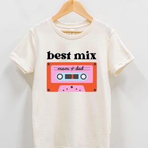 Best Mix Mom and Dad  Toddler Tee, Pink Retro Cassette Music Girl Shirt, Funny Baby, Mixtape Gift, Music Lover Baby Onesie®