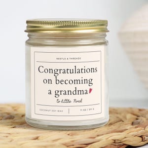 Bougies personnalisées pour devenir grand-mère, cadeaux personnalisés pour nouveaux grands-parents, cadeau de faire-part de naissance pour bébé, bougies grand-mère personnalisées