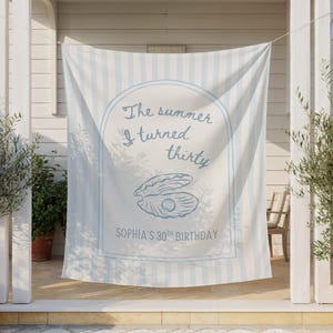 The Summer I Turned Thirty Birthday Banner, ANY AGE Birthday Backdrop, Custom Party Theme, The Summer I Turned Birthday Decorations
