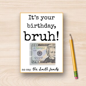 BRUH È il tuo biglietto di auguri di compleanno stampabile per adolescenti / Divertente porta carte regalo per adolescenti / Download immediato / Porta regalo in contanti / Biglietto di auguri Bruh per ragazzi